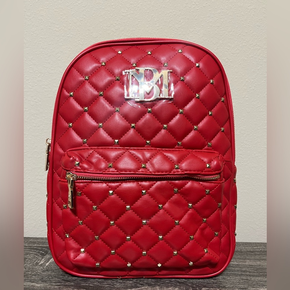 Badgley Mischka Red Quilted Backpack